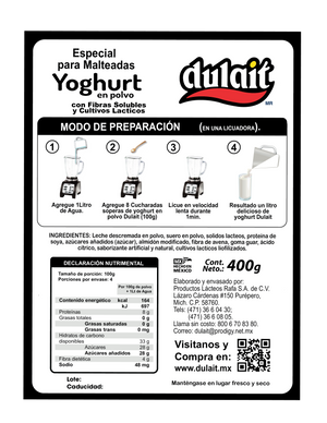 YOGHURT EN POLVO ESPECIAL PARA MALTEADAS 400gr